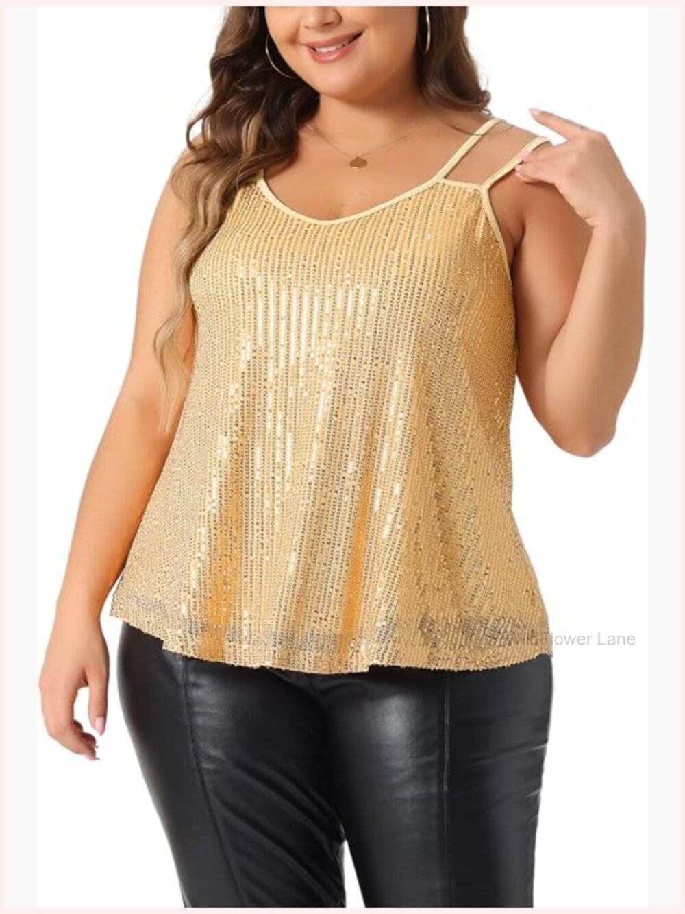 Plus Size Sequin Cami Tank Top Metallic Party Sparkle Sleeveless Tanks